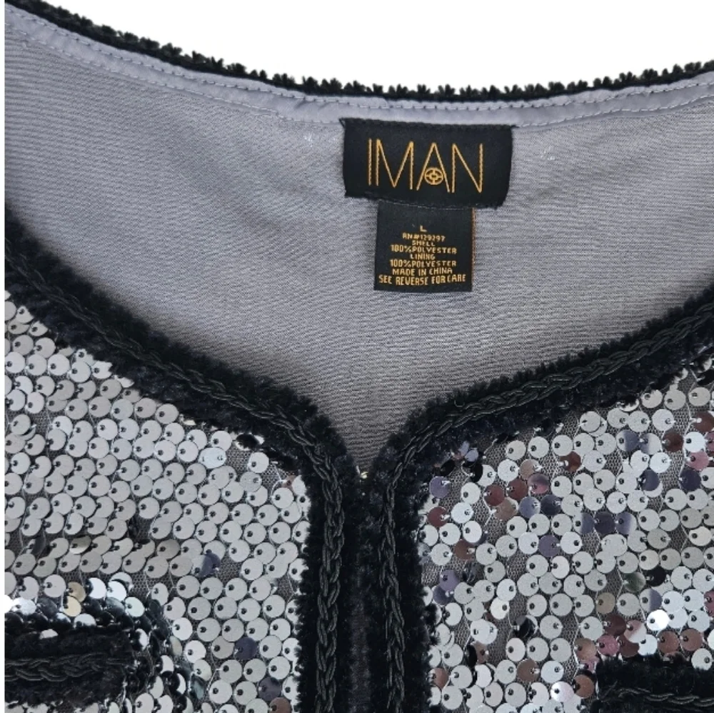 IMAN  Silver Tone Sequins Evening Women's Blazer - Picture 7 of 9